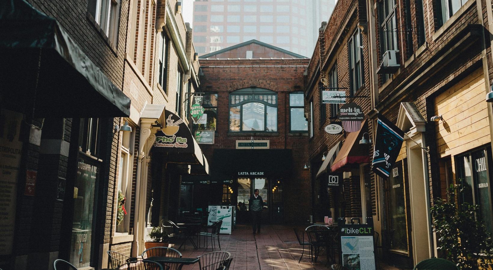 Find your perfect fit at Bond on Mint a city street with buildings